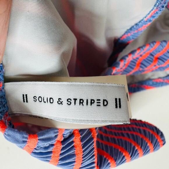 Solid & Striped Lilac & Orange Striped Front Tie Bikini 2 Piece Bathing Suit M - Picture 11 of 12